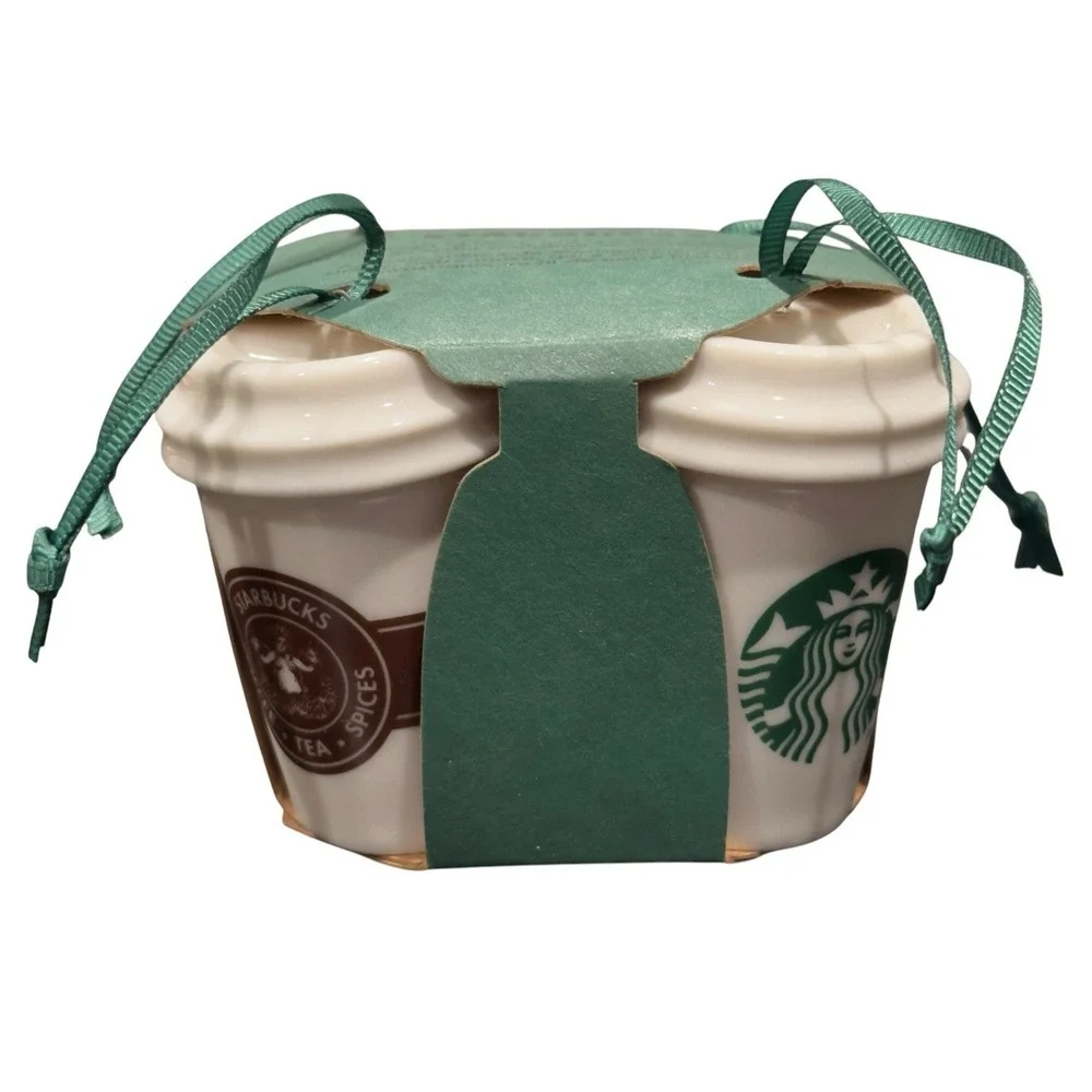 Starbucks 2016 Christmas Ornaments Set 4pk Mini Ceramic Coffee Cup Tea‎ Mug New
